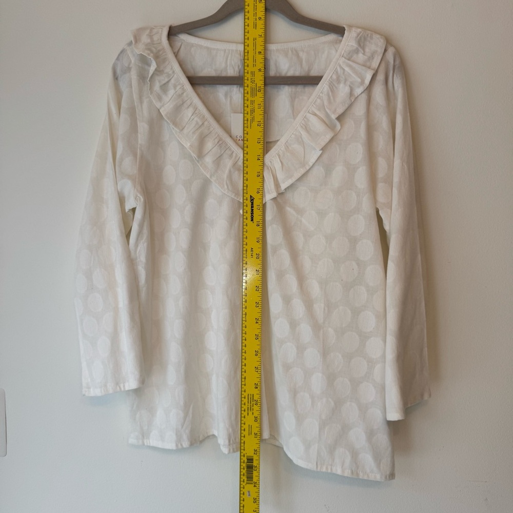 Compañia Fantastica White Cotton NWT Ruffled Blouse Feminine Office 0060 - Picture 9 of 13